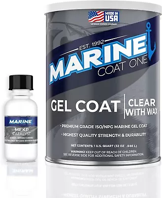 1 Quart Bottle Marine Gel Coat Repair Kit Clear W/ Wax Offers UV Protection • $67.50