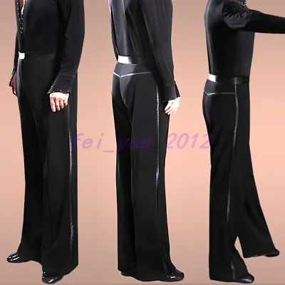 Mens Ballroom Latin Modern Dance Pants Loose Fit Costume Wide Leg Long Trousers • $67.02