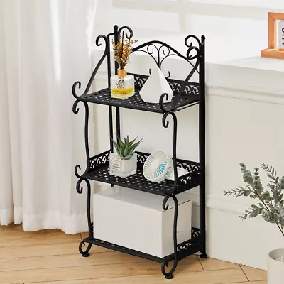 3-Tier Folding Metal Plant Stand Flower Pot Display Shelf Storage Organizer Rack • £19.95