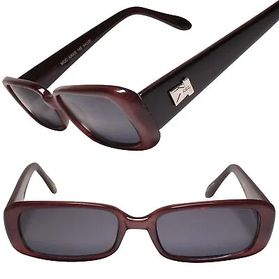 Genuine Vintage 80s Cool Hip Hop Look Thick Frame Brown Rectangle Sunglasses • $12.99