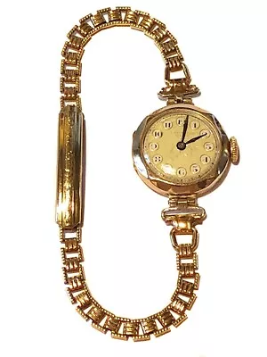 Vintage Deco Ladies Swiss Watch 9ct Gold English Case A Saunders Sydney On Dial • $265