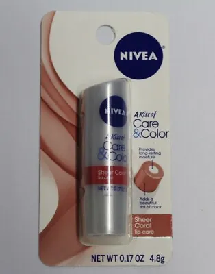 Nivea A Kiss Of Care & Color SHEER CORAL Lip Balm (New/Sealed) DISCONTINUED • $28.74