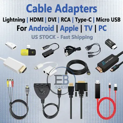 USB Adapters Micro USB / USBC / DP / HDMI / AUX Cable RCA Lot TV Home ALL TYPES • $11.99