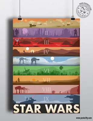 £8 • Buy STAR WARS SAGA Film Compilation Art Minimalist Movie Poster Minimal Design Print