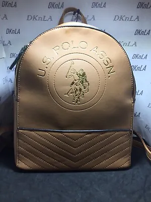 Embossed U.S. Polo Assn. Logo Cognac Colored Backpack Or Handbag W/Inside Pocket • $55