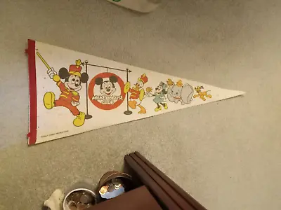 Vintage Walt Disney Mickey Mouse Club Pennant Banner Flag Dumbo Pluto • $11.99