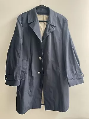 Vintage Men’s Durburg Trench Coat Jacket Water Resistant Navy Blue Approx Size L • $51.37