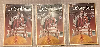 3 Beistle Vintage 1981 Honeycomb Table Decoration BRONCO BUSTER Cowboy Rodeo NOS • $8.99