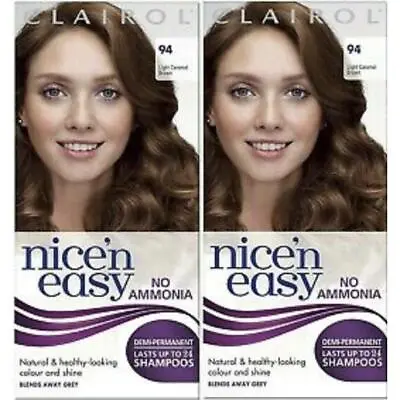 2 XClairol Nice N Easy Semi-Permanent Hair Dye No Ammonia 94 Light Caramel Brown • £9.95