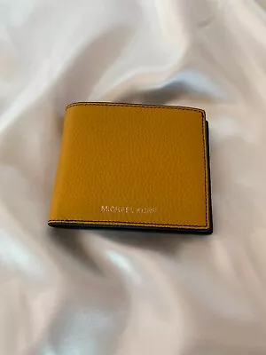 Michael Kors Cooper Pebbled Marigold Leather Billfold W Pass-case Wallet • $39