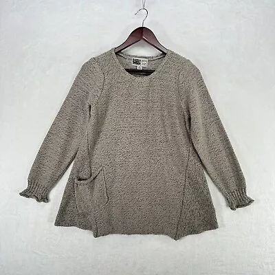 Habitat Clothes To Live In Sweater Womens Small Beige Ruffle Sleeve Knit Top • $30