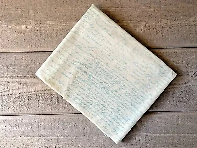 Micheal Miller Old Scripts Aqua Writing Cream Cotton 1 Yard   • $12.95