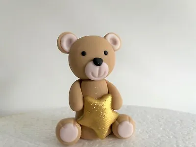 Teddy Bear. Edible Cake Topper. Christening. Baby Shower. Fondant Decoration • £12.90