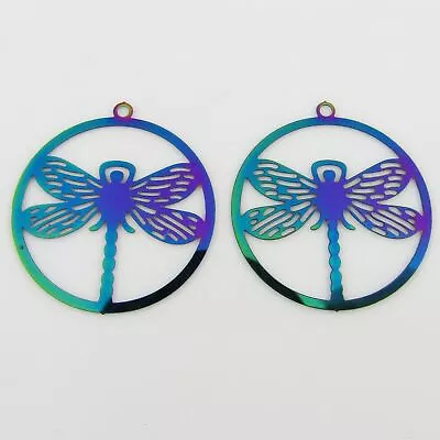 Bulk 6pce Laser Cut Dragonfly Charm Pendant Earring Component SSteel 27x24mm • $6.95