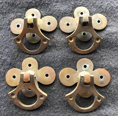 4 Antique Mission Stickley Drawer Pulls Brass Patina Furniture Repair Handles • $42.22