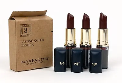 Max Factor Lasting Color Lipstick 3-Pack MIDNIGHT MAHOGANY 457/1440 New Sealed • $14.99