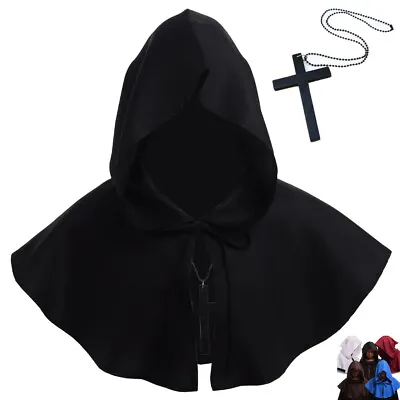 Medieval Friar Cowl Hat Monk Priest Pagan Cosplay Costume Hooded Cloak Hat • £10.79