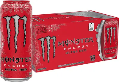 Monster Energy Ultra Red Sugar Free Energy Drink 16 Ounce (Pack Of 15) • $43.56