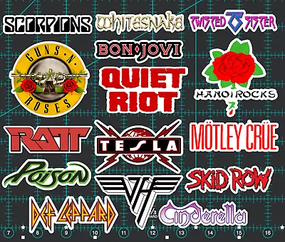 15 Hair Metal Rock Band Logo Stickers - Clear Holographic Or White - Poison • $10.95