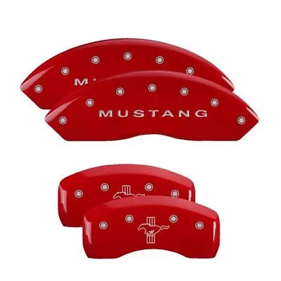 MGP Caliper Covers Set Of 4 Red Finish Silver Mustang / Bar & Pony (S197) • $289