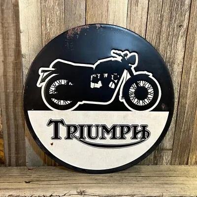 Triumph Motorcycle 12  Metal Tin Embossed Sign Scooter Auto Garage Vintage New • $32.95