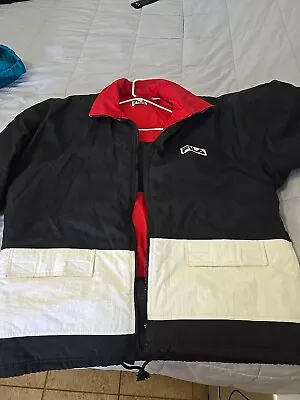 Vintage  Rare Fila 100% Nylon   Jacket Rn # 91175 Black And White Size L • $25