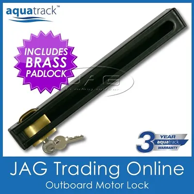 AQUATRACK OUTBOARD MOTOR LOCK & BRASS PADLOCK SUITS UP TO 50HP - Boat/Marine • $32.95