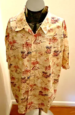 9XL Mens Cream Short Sleeve Hawaiian Tropical Summer Beach Cotton Casual Shirt • $21.95