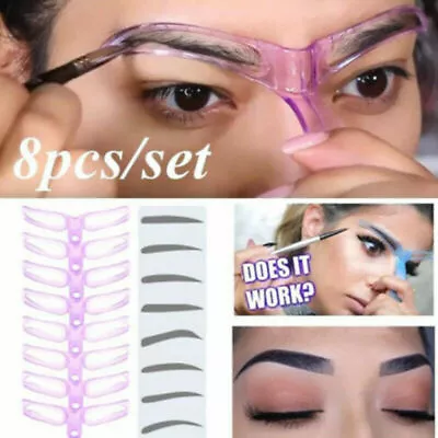 £5.75 • Buy 8Pcs Set Eyebrow Shaper Makeup Template Eyebrow Grooming Shaping Stencil Kit DIY
