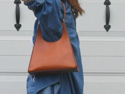 $219.30 • Buy Staud Rey Lizard-Effect Brown Tan Leather Hobo Shoulder Bag