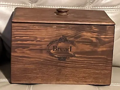 Vintage Wooden Bread Box Wood Knob Handle Storage Box • $10.99