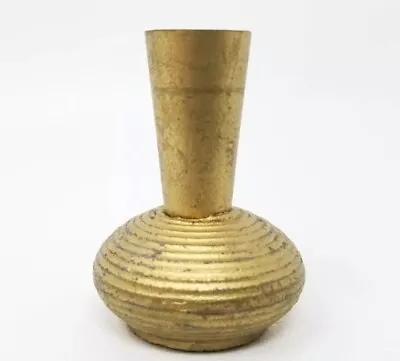 Desk Vase Brass Indian Small Gold Colored Solid Metal Ridge Tray Vintage Tiny • $15.95