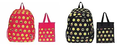 Emoji Girls Boys Backpack Lunchbox Smiley Face Emoticon School Book Bag Set • $39.99