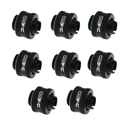 XSPC G1/4 To 3/8 ID 1/2 OD Compression Fitting V2 - Matte Black (8 Pack) • £35.99