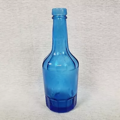 Vintage Blue Glass Decorative Medicine Bottle 6  Size Wheaton NJ Stamped • $14.95