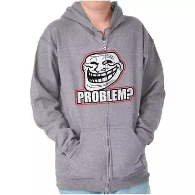 Troll Face Problem Smiley Sarcastic  Meme Sweatshirt Zip Up Hoodie Men Women • $34.99