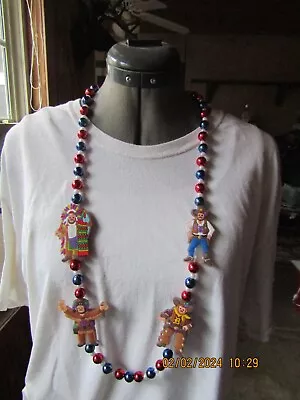 Mardi Gras Vtg. Cowboys & Indians Rare Beaded Carnival Necklace 1970-1980's • $35