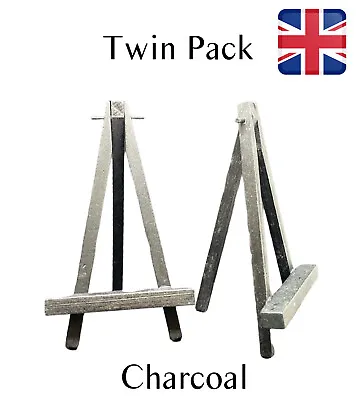 2 Wooden Mini Easel Pine Wood 15cm Canvas Art Craft Table Stand Wedding Charcoal • £3.99