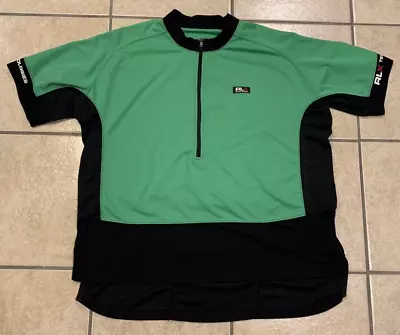 Vintage Men's Medium RLX Polo Sport 1/2 Zip Ralph Lauren Green Cycling Jersey • $19.99