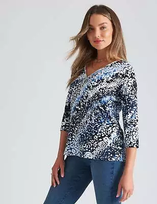 ROCKMANS - Womens Tops -  3/4 Sleeve Zipped Neck Top • $11.18