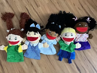 Lakeshore Let's Talk Kid Hand Puppet Classroom Learning Lot Of 5 Multicultural • $33.99