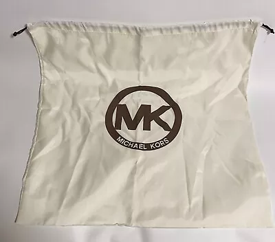 Michael Kors Beige Satin Large Drawstring Brown Logo Cover Dust Bag W22X L22” • $7