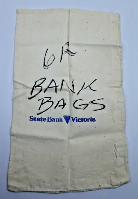 State Bank Victoria Cloth Coin Bank Bag Vintage Money Collectable Cotton Calico • $18.99