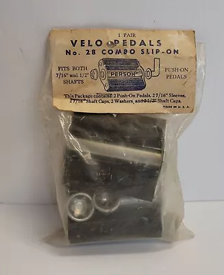 Vintage Person Bicycle Pedals NOS No. 28 Combo Slip On Fits 7/16  1/2  Shafts • $31.49