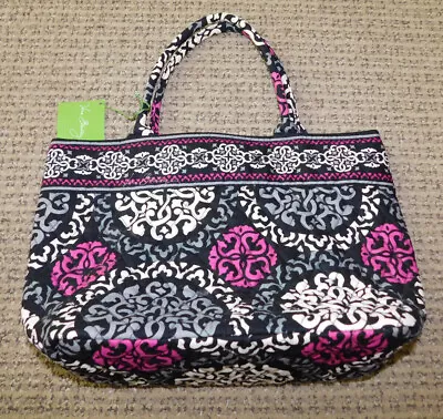 New Vera Bradley Holiday Tote Bag Purse Canterberry Magenta Black Pink White • $39.99