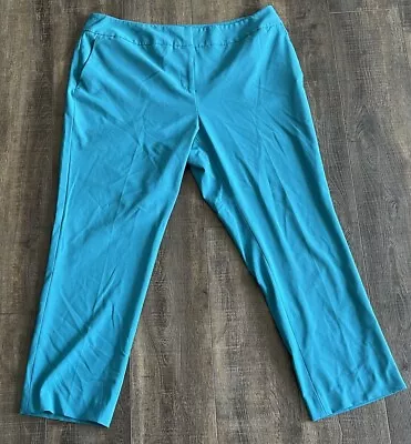 Vince Camuto Pants Womens 16W Flat Front Trousers Straight Leg Teal Blue • $21.56