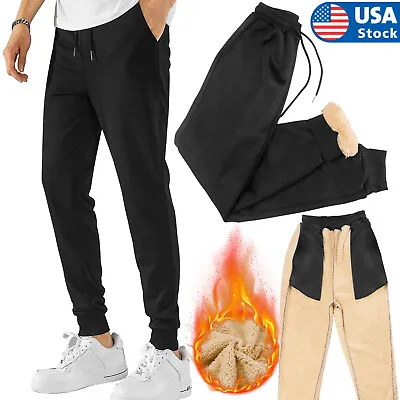 Mens Thick Fleece Lined Plush Pants Winter Warm Sweatpants Casual Pants Trousers • $17.95