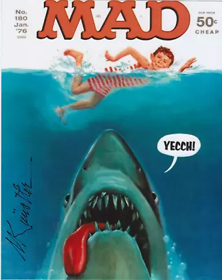 Mort Kunstler JAWS SIGNED Autograph RARE Mad Magazine Cover 8x10 K9 COA   • $150