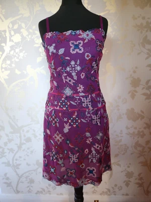 £90 • Buy Christian Lacroix Bazar Vintage Y2K Purple Mesh Embroidered Sparkly Mini Dress 8