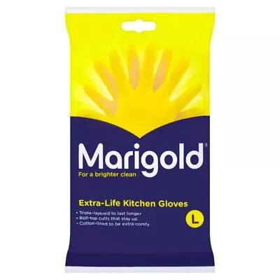 Marigold Triple Layer Roll Top Kitchen Gloves Yellow Large 8.5 • £10.40